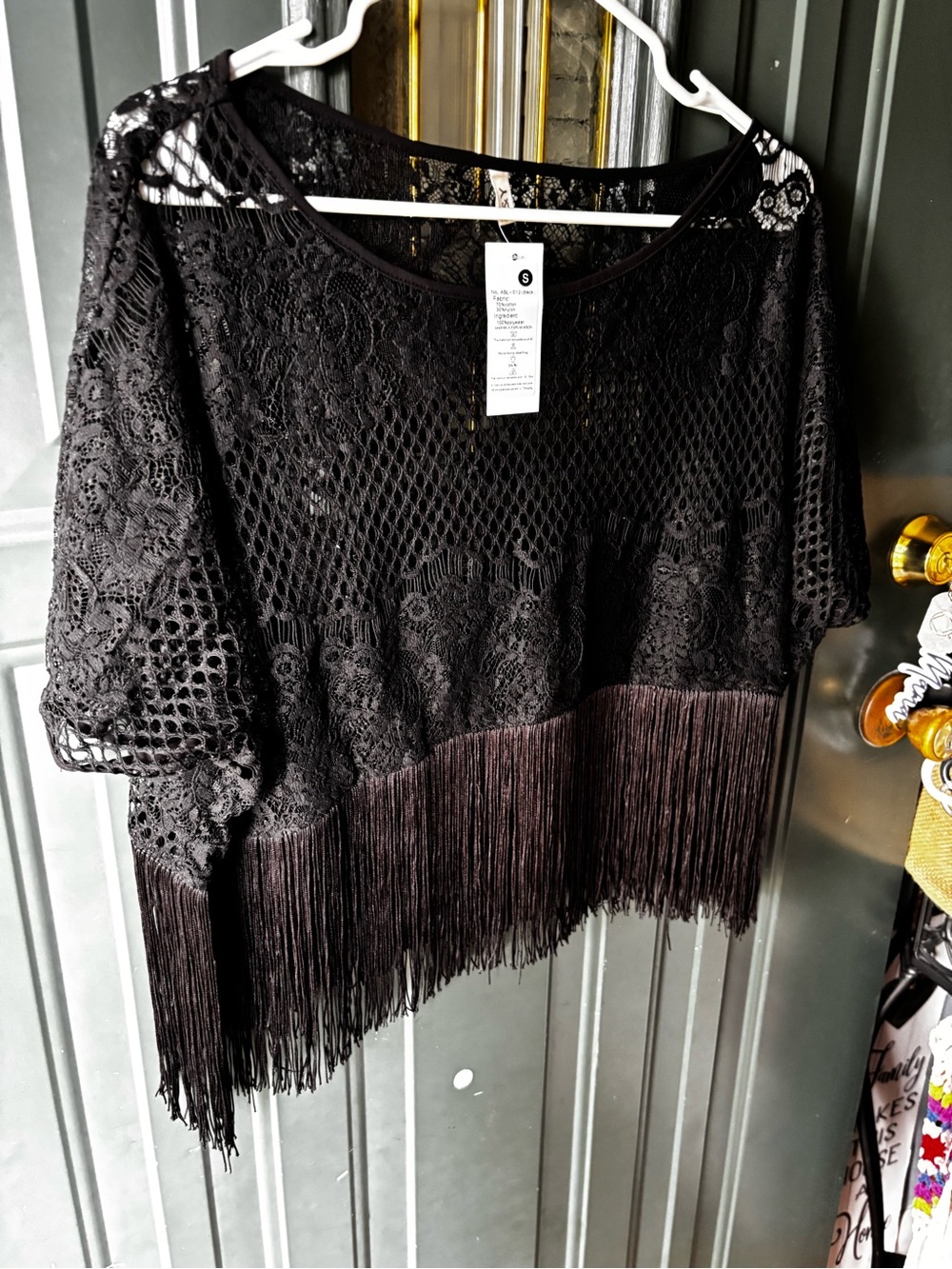 Black Lace Fringe Blouse - Elegant Evening Top